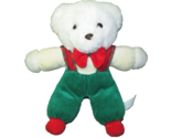BANTAM TEDDY RATTLE CHRISTMAS BEAR VELOUR RED GREEN WHITE PLUSH STUFFED ... - £17.79 GBP