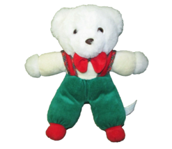 BANTAM TEDDY RATTLE CHRISTMAS BEAR VELOUR RED GREEN WHITE PLUSH STUFFED ... - $22.50