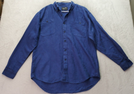 Whipper In Shirt Men&#39;s Small Blue Linen Long Sleeve Pockets Collared Button Down - £14.50 GBP