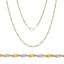 1.7mm Sterling Silver 14k Gold Twist Rope Italy Chain Necklace All Sizes... - £35.21 GBP