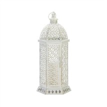 Large Cutwork White Hexagon Candle Lantern - £33.99 GBP