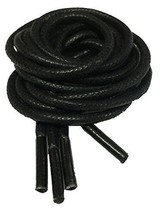 GLAZED BLACK 26&quot; x 1/8&quot; Round LACES waxed 3 4 eyelet Casual Dress Shoe Boot Lace - £13.08 GBP