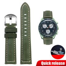 Leather Watch Strap For 20mm Omega Moonswatch Mission to Earth Quick Rel... - $29.95
