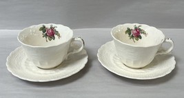 Set of 2 Copeland Spode Jewel Billingsley Rose Cup &amp; Saucer Set, Pink Backstamp - £15.04 GBP