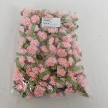 Light Pink Cloth Flowers Sew On Mini Swirls Green Leaf Ribbon Accessory ... - $9.75