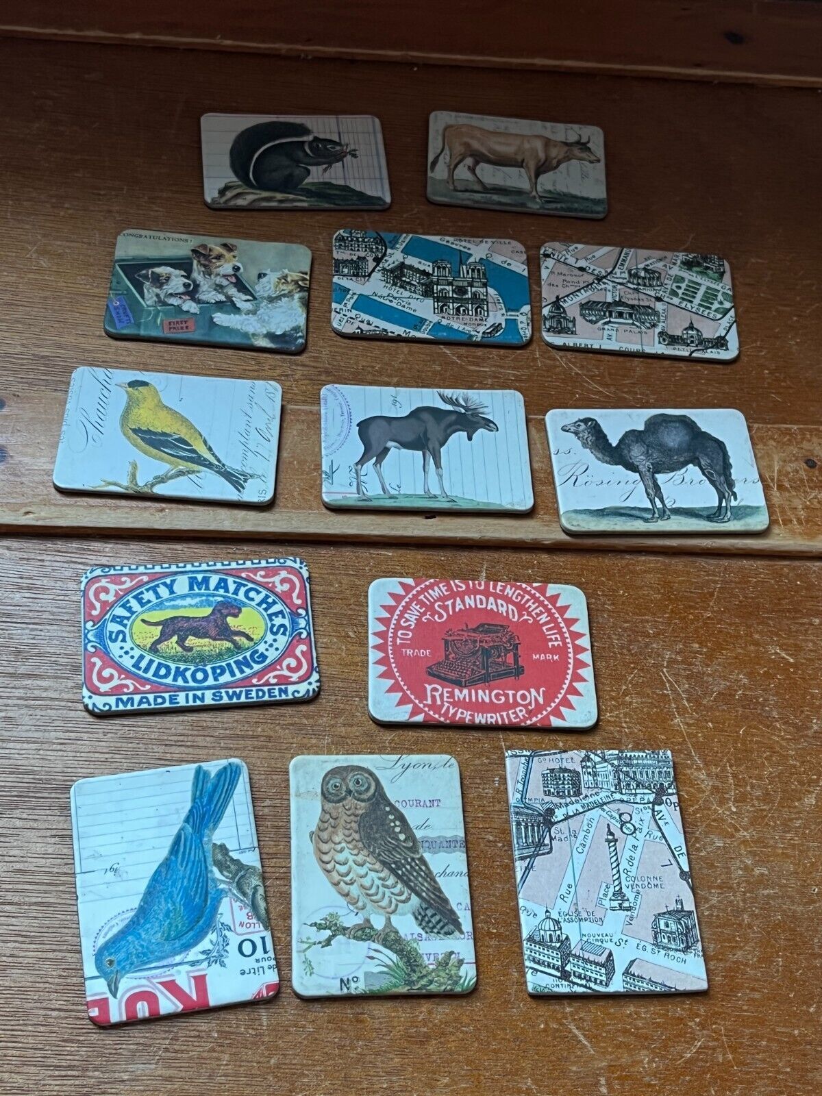 Large Lot of Vintage Birds Owl Puppy Dogs Partial Maps Advertising Rectangle Ref - $13.09