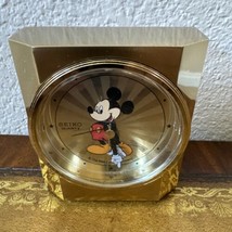 Disney Mickey Mouse Brass Seiko Quartz Desk Clock W/ALARM Working - £39.55 GBP