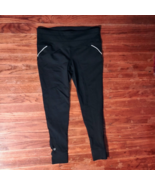 Athleta Relay Capris Leggings Black Women Reflective Trim  Size Medium - $28.02