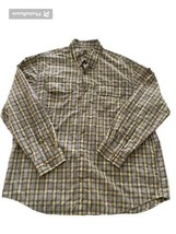 Duluth Trading Fishing Shirt Mens XL Yellow Gray Plaid Vented Long Sleeve - $22.65