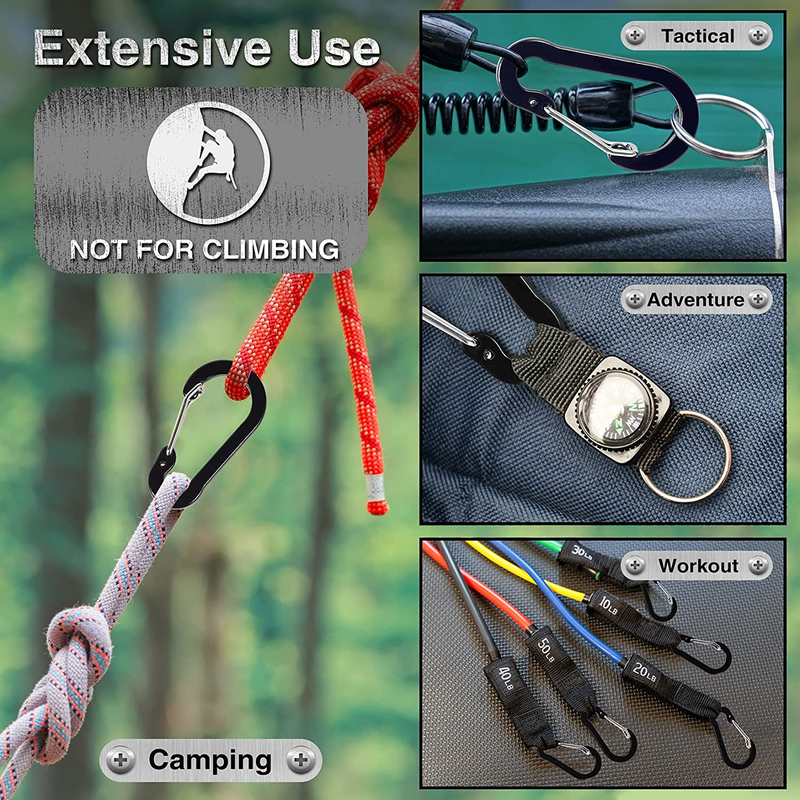 10 PCS Mini Carabiner Clips with Key Rings Aluminum D Shape Locking Carabine Key Item image 7
