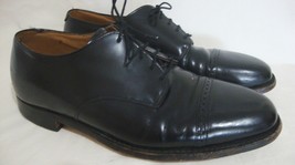 Johnston &amp; Murphy Cap Toe Leather Oxfords Black Dress Shoes Lace Up Men US 10.5 - £34.33 GBP