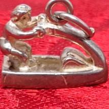 925 Sterling Silver Jet Ski Charm Pendant Keychain Purse FOB New Vtg 3D - $9.98