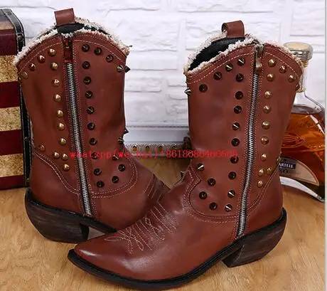 Italian Men Knee High Boots Black Brown High Top Work Studded boy Boots ... - $382.91