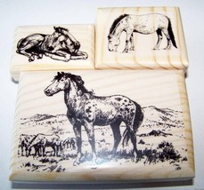 3 Horse Horses New Mounted Rubber Stamp Stamps - £15.75 GBP
