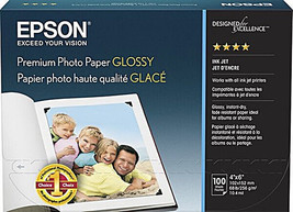 EPSON C13 SO41727, Premium Photo Paper, Glossy, 4” x 6”, 100 Sheets, NIP SEALED - £6.52 GBP