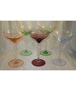 (5) Vintage Multi-Colored Apertif/Cordial Barware Glasses w/ Twisted Ste... - £30.74 GBP