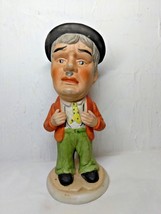 Whimsical Distinguished Man Standing Wearing Hat/Tie Ceramic Figure Matte Finish - £10.62 GBP