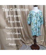 Tea Collection Mint Green Floral Print Cotton Dress Size 7 - £12.64 GBP