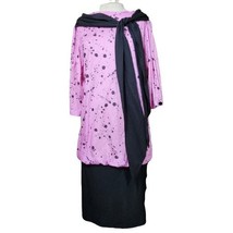 Vintage 80s Pink and Black Splatter Pattern Dress Size 10 - £27.10 GBP