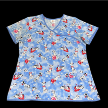 Peaches Size Medium Blue Dalmatian Puppy Dog Heart Love Scrub Top Shirt ... - £15.72 GBP