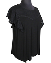 Torrid Black Super Soft Lace Trimmed Ruffle Sleeve Top Plus Size 3X - £19.65 GBP