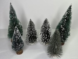 Lemax &amp; Others Fir Trees Lot Of 6 Flocked Snow Ice Holiday Christmas Village - £9.17 GBP