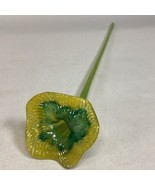 Handblown Yellow Green Glass Flower And Stem - 17”L - $381.02 MXN