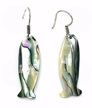 Sterling Silver Abalone Shell Dangle Fish Earrings - £17.13 GBP