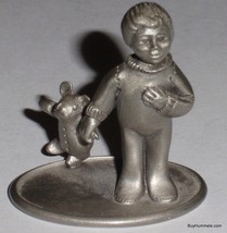 Vintage 1978 Toddler with Teddy Bear Collectible Figurine Schmid Pewter #0029 - £22.85 GBP