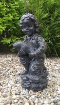 Harry Pond or Garden Statue Verdigris Color Water Feature of Boy Holding... - £126.57 GBP