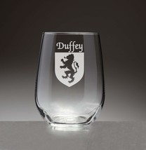 Duffey Irish Coat of Arms Stemless Wine Glasses (Sand Etched) - £54.65 GBP