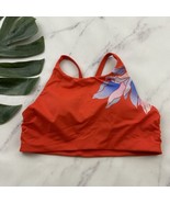 Athleta Womens Bikini Top Size S Red Blue Floral Racer Back High Neck - £14.94 GBP