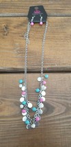 Paparazzi Short Necklace &amp; Earring Set (New)Pastels And Silver 302 - £6.08 GBP