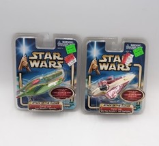 Star Wars Atoc Force Link Obi Wan&#39;s Jedi Starfighter Zam Wesell Speeder 2002 - £14.51 GBP