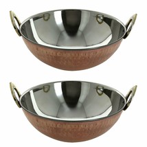 Copper Steel Handmade Serving Kadai Bowl Serving Dish Hotel &amp; Home Use 7... - $70.21