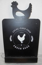 Wooden Rooster Cookbook Book Holder Easel Country Home Decor &quot;Fresh Eggs&quot; Black - £17.81 GBP