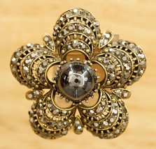 Vintage Costume Jewelry Gold Tone WEISS Gold Tone Marcasite Flower Brooch Pin - £23.02 GBP