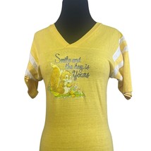 70s Vintage Squirrel Football Tshirt Smile and the Day is Yours Yellow S... - £27.09 GBP