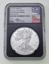 2018-W S$1 Silver American Eagle NGC PF70 Ultra Cameo Mercanti Washington - £118.69 GBP