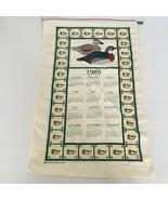 Vintage 1989 cloth wall hanging tea towel calendar duck print country decor - $26.99 CAD