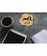 Laser Engraved Basset Hound Dog Laying - Wood Coasters, set of 4 - $19.13 CAD