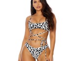 Animal Print Bikini Set Padded Top Wraparound Ties High Cut Bottoms 4402... - $49.49