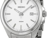 NEW* Seiko Mens Quartz SUR057 White Dial Stainless Steel Men&#39;s Watch MSR... - $122.00