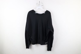 Nike Womens 2XL XXL Cropped Fit Reversible Swoosh Logo Crewneck Sweatshirt Black - £46.47 GBP