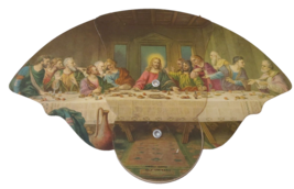 Tri Fold Fan Fisher Funeral Home Wilmington Ohio Last Supper Vintage - £24.08 GBP