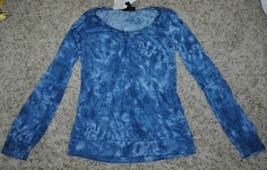 Womens Shirt Juniors Girls Self Esteem Blue Tie Dye Long Sleeve Top-size M - £8.92 GBP