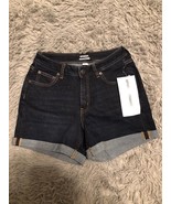 Essentials Women&#39;s 4&quot; Denim Shorts Blue Size 6 Rolled Blue Slim Fit - £14.09 GBP