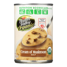 Health Valley Organic Cream of Mushroom Soup, 14.5 oz Can Case 12, no ad... - $72.99