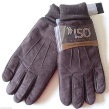 Isotoner Mens Dark Brown Brushed Microfiber Thinsulate Plantinum Gloves ... - $14.99