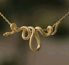 Golden Winding Snake Pendant Alloy Necklace Chain Women Fashion Jewelry - £9.17 GBP